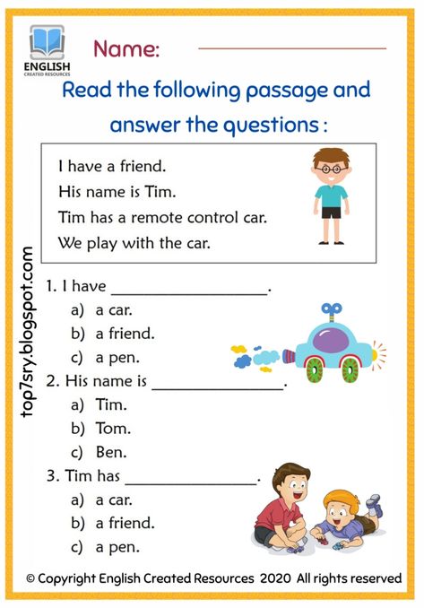 Grade 1 English Worksheets For Kids, Grade 6 English, Reading Comprehension Grade 1, Comprehension Kindergarten, Ingles Kids, Grade 1 Reading, Reading Comprehension Kindergarten, All About Me Preschool, Reading Comprehension Lessons