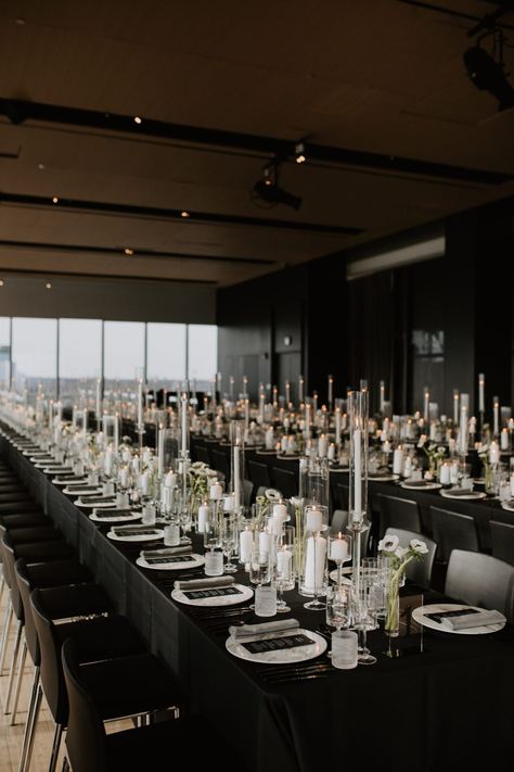 Globe And Mail Centre Wedding, Black Tie Wedding Black People, Black And White Wedding Theme Receptions, Dark Romantic Wedding Decor, Black And White Aesthetic Wedding, Black White Green Wedding, Black And White Wedding Aesthetic, Wedding Starter, Black And White Theme Wedding