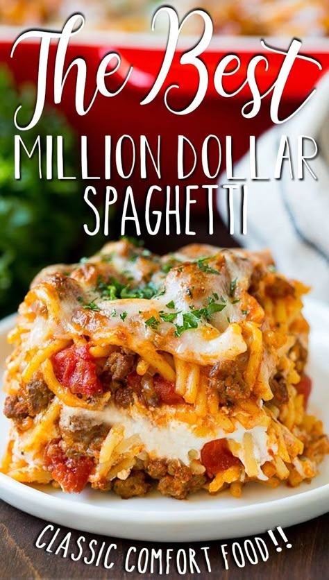 My Heavenly Recipes Million Dollar Spaghetti Casserole, Million Dollar Spagetti Recipe, Hearty Spaghetti Recipes, Million Dollars Spaghetti, Different Types Of Spaghetti, Spaghetti Recipes Baked, Baked Spaghetti Recipes, Million Dollar Baked Spaghetti, Oven Baked Spaghetti