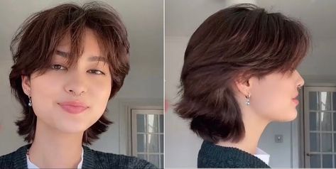 Layered Short Haircuts For Thick Hair, Hear Shape Face Haircut, Wolf Mullet Haircut Short, Elle Erasmus Hair, Female Short Wolfcut, Short Haircuts For Wide Faces, Short Strait Hairstyles, Does Short Hair Suit Me, Soft Mullet Haircut Short Straight