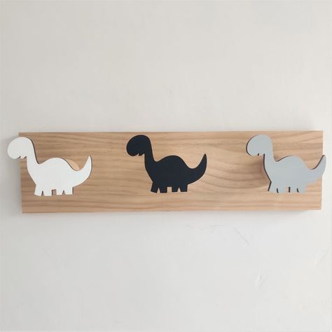 Wooden Door Hanger, Hanger Home, Dinosaur Wall, Clothes Hooks, Wooden Door Hangers, Decorative Hooks, Family Organizer, Dinosaur Design, Dinosaur Kids