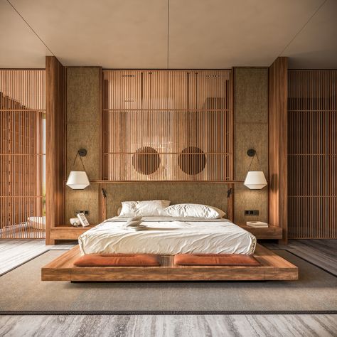 Wood Wall Room, Vietnamese House, Future Environment, Japanese Bedroom Design, Japanese Style Bedroom, Japandi Bedroom, Detail Arsitektur, Japanese Bedroom, Zen Interiors