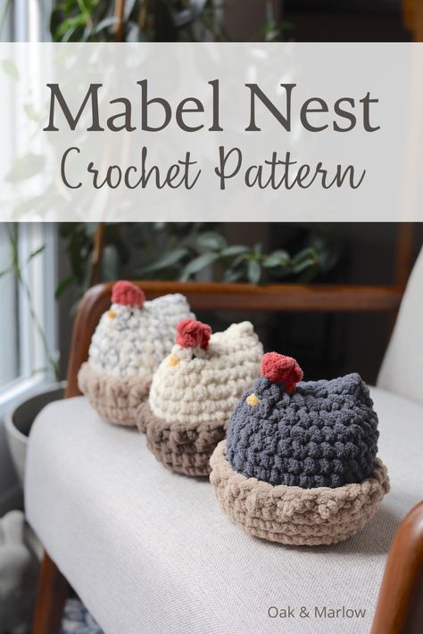 Mabel Nest Crochet Pattern - Oak and Marlow Chicken Crochet Pattern, Chicken Crochet, Chicken Pattern, Crochet Chicken, Pola Amigurumi, Crochet Animals Free Patterns, Crochet Design Pattern, Favorite Chicken, King A