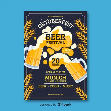 Oktoberfest Graphic Design, Oktoberfest Poster Design, Beer Burgers, Oktoberfest Poster, Retro Typography Poster, Oktoberfest Flyer, Beer Festival Poster, Poster Template Free, Bottle Design Packaging