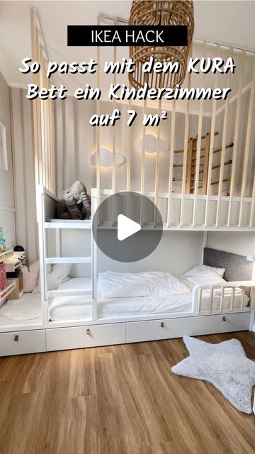 Sandra | DIY & unser Zuhause on Instagram: "KLEINER RAUM - GROSSE VERWANDLUNG ✨IKEA HACK✨  Wie wird das IKEA KURA Bett zum echten Raumwunder auf nur 7 m²? 🛏️✨   In diesem Reel zeige ich euch, wie ich mit ein paar Ideen und Hacks und ganz viel DIY aus unserem ehemaligen Babyzimmer, das heutige Kinderzimmer gestaltet habe. Ich hätte selbst nicht gedacht, wie viel Raum ein kleines Zimmer mit den richtigen Ideen bietet.  Bleibt bis zum Ende dran, um das volle Ergebnis zu sehen und warum es sich auf jeden Fall jetzt schon gelohnt hat. 🥰   Wie findet ihr es? Schreibt all eure Fragen in die Kommentare und teilt da auch gern eure eigenen kleinen Raumwunder 🫶🏻  #ikeahack #kleineräumegroßeideen #kinderzimmer #ikeaumgestaltung #tinyliving #platzsparend #diykinderzimmer #wohnideen #kreativelösunge 3 Kids One Room, Kids Bedroom Wall Color, Small Room Ideas On A Budget, Ikea Loft Bed Hack, Kids Room Ikea, Room For Two Kids, Ikea Hemnes Bed, Kura Bed Hack, Hemnes Bed