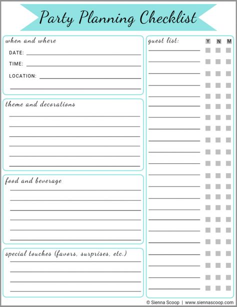 Party Planning and Hosting Tips + FREE Printable Checklist | Sienna Scoop Event Planning Checklist Free Printable, Organisation, Event Planning Checklist Templates Party Planners, Birthday Party Planning Template, Birthday Party Planning Checklist Free Printable, Birthday Planning Template, Party Planning Template Free Printable, Birthday Party Checklist Free Printable, Collanote Templates