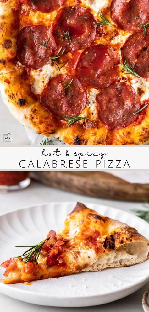 Salami Flatbread Pizza, Spicy Pizza Recipes, Calabrian Pizza, Brazilian Pizza, Calabrese Pizza, Fancy Pizza, Pizza Oven Recipes, Spicy Pizza, Salami Pizza