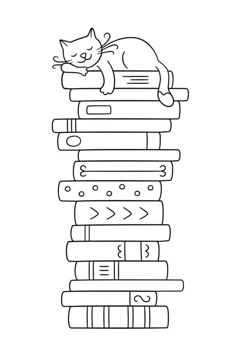 Bookworm Drawing Art, How To Draw Books Easy, Book Themed Coloring Pages, Library Colouring Pages, Book Lover Coloring Pages, Free Book Printables, Bookstack Drawing, How To Draw Books On A Shelf, Drawing For Bookmark