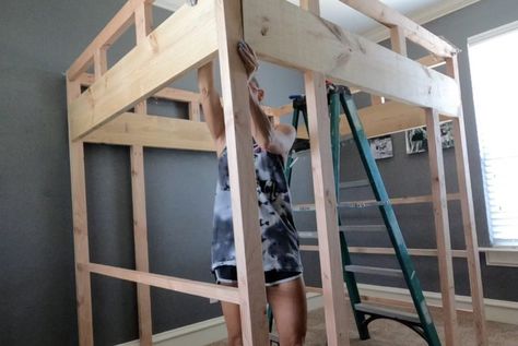 DIY Loft Bed - Shanty 2 Chic Loft Bed Diy Plans, Queen Loft Bed, Diy Twin Bed, Queen Loft Beds, Build A Loft Bed, Diy Loft, Chic Loft, Loft Bed Plans, Diy Loft Bed