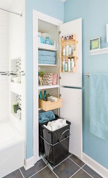 Bathroom Design Ideas Makeover Kamar Mandi, Smart Bathroom, Bathroom Closet, Small Bathroom Makeover, Shower Niche, Small Bathroom Storage, Bathroom Redo, Traditional Bathroom, Linen Closet