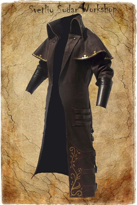 Witch Hunter's longcoat by Svetliy-Sudar.deviantart.com on @deviantART Baba Jaga, Mode Steampunk, Armor Clothing, Larp Costume, Leather Armor, Medieval Clothing, Steampunk Clothing, Fantasy Costumes, Drawing Clothes