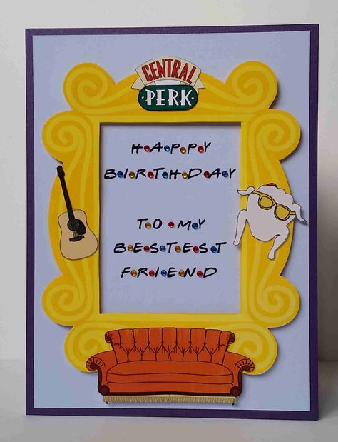 Friends Show Birthday Card, Friends Tv Show Birthday Cards, Friends Tv Show Birthday, Friends Birthday Cards, Gökkuşaği Pasta, Friends Birthday Card, Printable Friends, Birthday Bulletin Boards, Happy Birthday Cards Diy