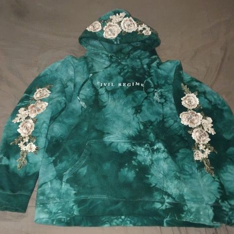 Livil Regime Green tye dye hoodie Tye Dye Hoodie, Dye Hoodie, New Place, Floral Embroidery, Graphic Sweatshirt, Dye, Embroidery, Sweatshirts, Outfit Inspo