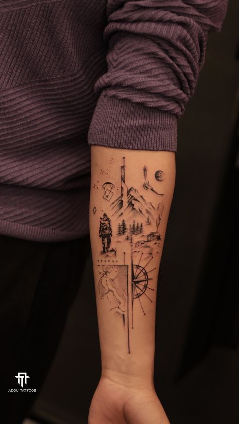 Geometric Tattoo Leg, Natur Tattoo Arm, Meaningful Tattoos For Men, Camping Tattoo, Geometric Line Tattoo, All Seeing Eye Tattoo, Unique Tattoos For Men, Wallpapers Nature, Tatuagem Masculina Pequena