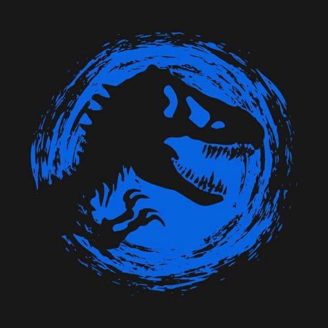 Dinosaur Icon, Blue Jurassic World Tattoo, Jurassic Park Logo Tattoo, Jurassic World Logo, Jurassic Park Symbol, Jurassic Park Blue Art, Kids Tshirt Designs, Jurassic Park Logo, Universal Shirts