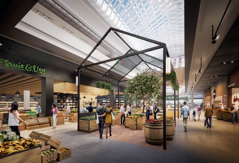 Fresh Food Market, Indoor Markets, Food Retail, Open Market, Mall Design, Public Market, Hall Design, Food Hall, Retail Interior