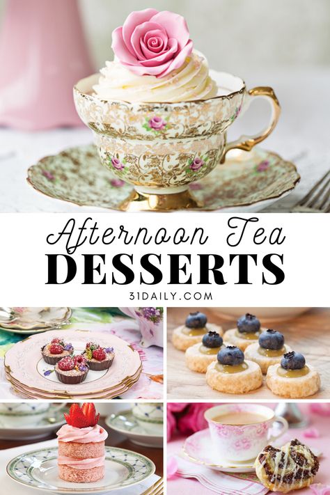 Afternoon Tea Desserts, Tea Party Sandwiches Recipes, Tea Sweets, Tea Desserts, Tea Party Desserts, Tea Party Menu, High Tea Food, 31 Daily, Tea Party Sandwiches