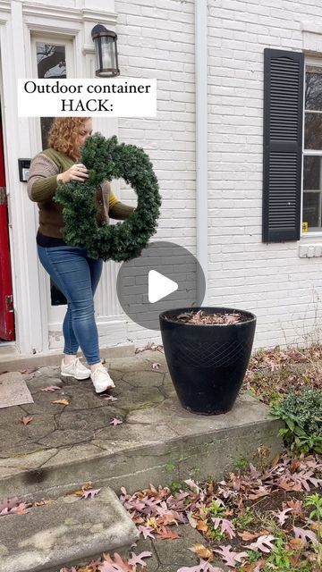 Mary Rebecca Smith on Instagram: "I’m pretty sure I’ll use a wreath as the base of every outdoor container from now on. Original idea credit goes to @athomewithsyro - Genius!" Outdoor Christmas Planters, Christmas Urns, Holiday Planter, Christmas Pots, Christmas Planters, Outdoor Christmas Tree, Lindsey Stirling, Christmas Front Porch, Christmas Porch Decor