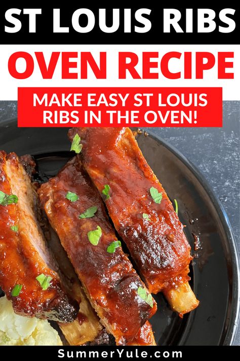 Wondering how to cook St Louis ribs in oven? Get the best St Louis ribs oven recipe here! These St Louis style ribs have an easy dry rub and are slathered with delicious BBQ sauce. Making oven baked St Louis ribs saves time compared to traditional smoked ribs, but the results are just as tasty. Learn what temp to cook St Louis ribs in oven, how long to cook St Louis ribs in oven, and more! Slow Cooker St Louis Ribs, St Louis Style Pork Spare Ribs Oven, Oven Baked St Louis Style Ribs, At Louis Style Ribs Oven, St Louis Style Ribs Oven, Pork Spare Ribs Oven, St Louis Ribs In Oven, Ribs In Oven Recipe, Ribs Oven Recipe