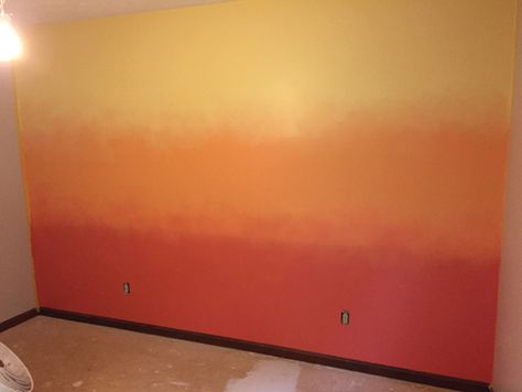 Master two variations with simple instructions from the pros Multi Room Ideas, Rainbow Paint Wall, Ombre Rainbow Wall, Ombre Painted Walls, Yellow Painted Walls, San Diego Home, Ombre Paint, Monochromatic Room, Lake House Interior