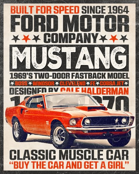 Car Poster Design, Barber Shop Vintage, Mustang Art, Cars Poster, Aluminum Garage, Ford Mustang Shelby Cobra, Mustang Bullitt, Vintage Mustang, Auto Retro