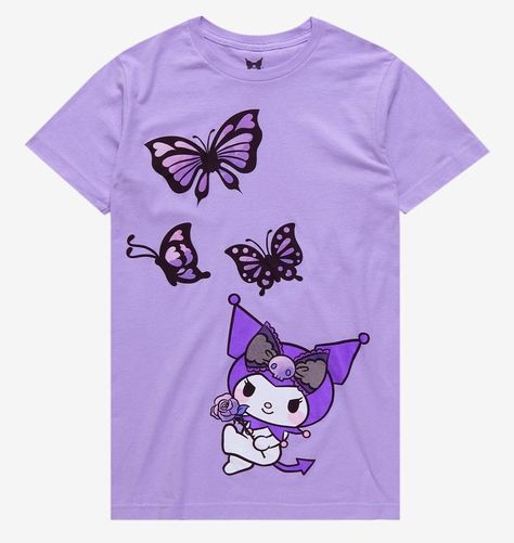 Kuromi Shirt, Kuromi Things, Hello Kitty Shop, Lavender Butterfly, Animated Emoticons, Pop Pop Shirts, Disney Valentines, Hello Kitty Drawing, Plush Bags