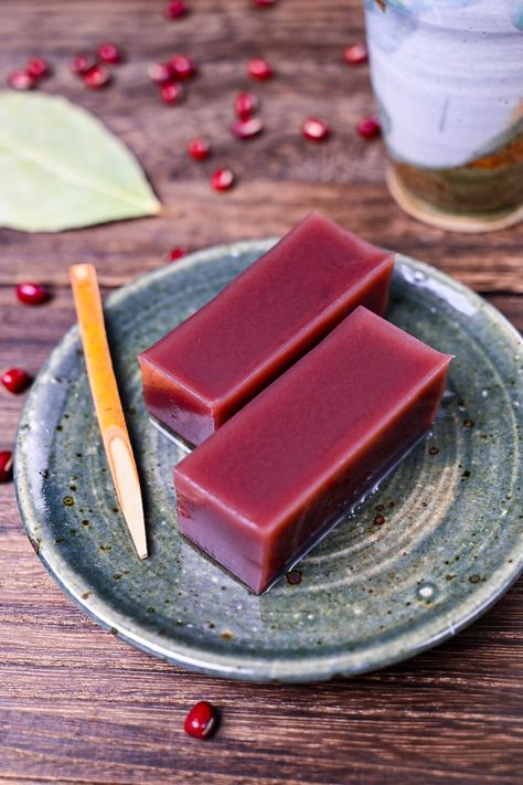 Mizu Yokan, Japanese Jelly, Wagashi Recipe, Red Bean Dessert, Japan Dessert, Red Beans Recipe, Japanese Pastries, Japanese Dessert Recipes, Japanese Wagashi