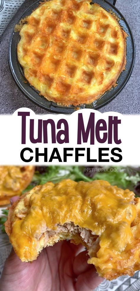 Pizza Chaffles, Mini Waffle Recipe, Foil Meals, Keto Tuna, Tuna Melt Recipe, Chaffle Recipes, Keto Lunches, Low Carb Waffles, Keto Chaffles