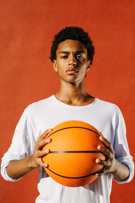 Pose With Basketball, Holding Basketball Pose, Holding Basketball Reference, Basketball Photoshoot Ideas Men, Sport Portrait Photography, Basketball Action Shots, Basketball Editorial, Basketball Pose, Basketball Reference