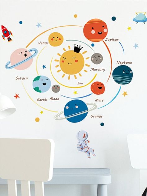 #wallstickers #wallsticker #wallstickermurah #wallpaper #homedecor #walldecor #wallstickeranak #walldecals #wallstickerlucu #wallart #nurserywallstickers #nurserywalldecor #nurserywallart #playroomdecor #nurseryideas #explorepage #nurserydesign #playroomideas #nurseryrooms #nurseryprints Mural School, Removable Wallpaper Bedroom, Solar System Wall Decal, Bilik Perempuan, School Wall Decoration, Mars Poster, Space Wall Decals, مشروعات العلوم, Sistem Solar