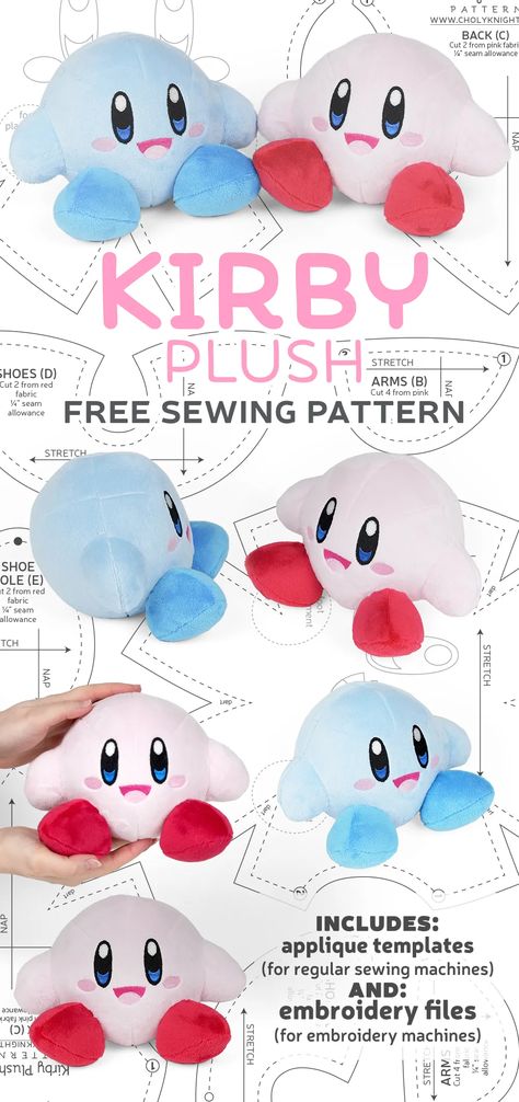 Free Pattern Friday! Kirby Plush – Sew Desu Ne? Pikachu Plush Pattern Free Sewing, Luma Plush Sewing Pattern, Circle Plush Pattern, Beginner Plushie Sewing Pattern, Sanrio Plush Sewing Pattern, Sphere Plush Pattern, Pikmin Sewing Pattern, Ditto Plush Pattern, Ball Plush Pattern