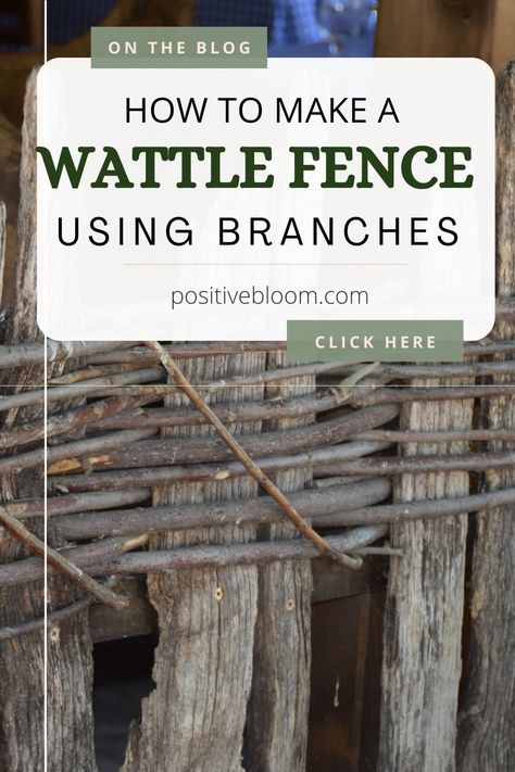 Here’s a complete guide on constructing a wattle fence. Learn its uses in the landscape, the best type of wood to select, and check some design ideas. Rustic Garden Fence Ideas Diy, Bushcraft Fence, Twig Fence Diy, Wattle Fence Diy, Waddle Fence, Driftwood Fence, Natural Fencing, Twig Fence, Wattle Fencing