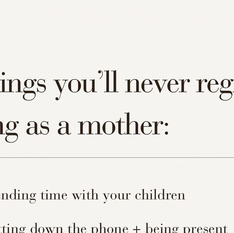 Sarah Roof || slow living + intentional motherhood on Instagram: "I’ve certainly done a few things I’ve regretted since becoming a mother (I think if we’re honest, we all have) but these are just a few of the things I never have and never will regret prioritizing in motherhood. What’s one thing you do that you’ll never regret as a mom (even if other people don’t understand it or agree 😌)? Share below 🤍" Intentional Motherhood, Becoming A Mother, Never Regret, Mom Advice, Slow Living, A Mother, The Things, Other People, Roof