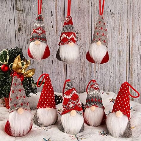 Christmas Gnomes Hanging Ornaments Set of 8, Swedish Gnome Handmade Plush Santa Elves Christmas Tree Hanging Decorations Holiday Xmas Decorations : Amazon.co.uk: Home & Kitchen Elves Christmas Tree, Santa Elves, Elves Christmas, Diy Jul, Elf Christmas Tree, Christmas Tree Hanging, Swedish Christmas, Navidad Diy, Christmas Gnomes