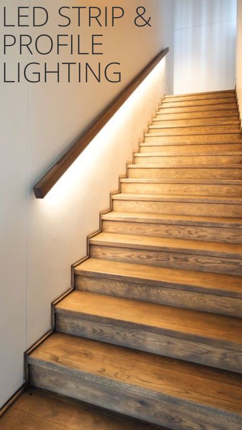 Stairs And Hallway Ideas, Handrail Lighting, Stairs Renovation, Stairway Lighting, Stairs Makeover, Stairway Design, Stair Handrail, Basement Makeover, Lan Can