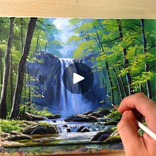 129K views · 3.9K reactions | Acrylic Painting Forest Waterfall 🏞 | By Correa Art | Facebook Correa Art, Vision Painting, Landscape On Canvas, Painting Forest, Forest Waterfall, Waterfall Landscape, Painting Colors, Cerulean Blue, Art Academy