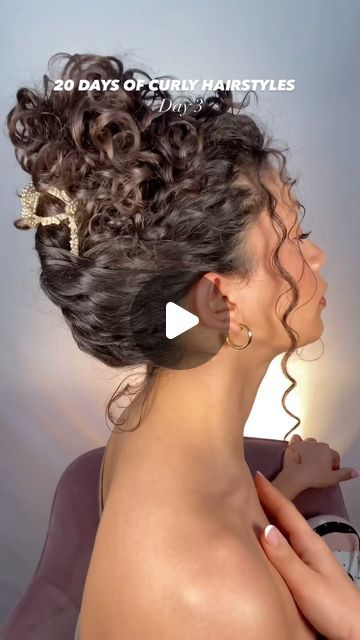 Short Curly Hairstyles Clips, Clawclip Hairstyle Curly Hair, Long Curly Hair Updo, Curly Wedding Guest Hairstyles, Hairdos For Short Curly Hair, Curly Hair Work Styles, Hairstyle Challenge, Jayme Jo, Brunch Dates