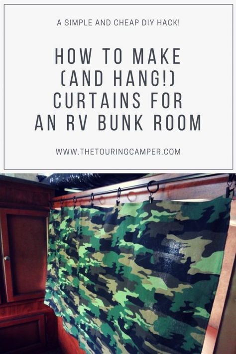 How to make camper bunk curtains Bunk Curtains, Camper Organization, Camper Hacks, Travel Trailer Camping, Rv Organization, Camping Organization, Camping Camper, Tent Trailer, Camper Makeover