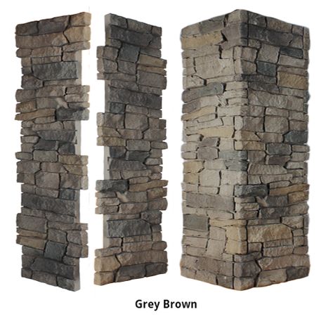 Faux Ridge Stone Pillar Panels are designed to be installed quickly and easily. The Pillar Panels have staggered edges making them interlock around any pillar quickly. Pillar Panels will give any pillar, no matter interior or exterior, a stone finish. Pillar Panels come in 3 widths, 8”, 11”, and 24” (inside dimensions) and are all 48” high. The Pillar Panels are finished off perfectly with Ledge Trims, or if your pillar is taller you can stack them on top of each other. 8" Pillar Panels: Designe Stone Pillars Columns, Stone Panels Exterior, Driveway Gate Diy, Porch Pillars, Front Porch Columns, Outdoor Columns, Stone Porches, Stone Veneer Panels, Faux Stone Walls