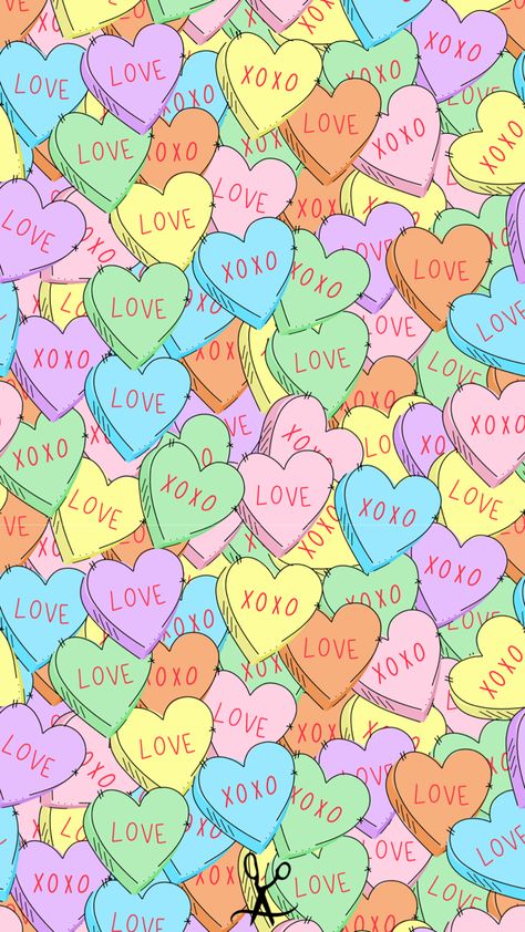 Conversation Heart Wallpaper, Candy Heart Wallpaper, Candy Hearts Aesthetic, Candy Hearts Wallpaper, Heart Candy Painting, Candy Hearts Printable, Sweet Hearts Candy Aesthetic, Candy Wallpaper, Coco Chanel Wallpaper