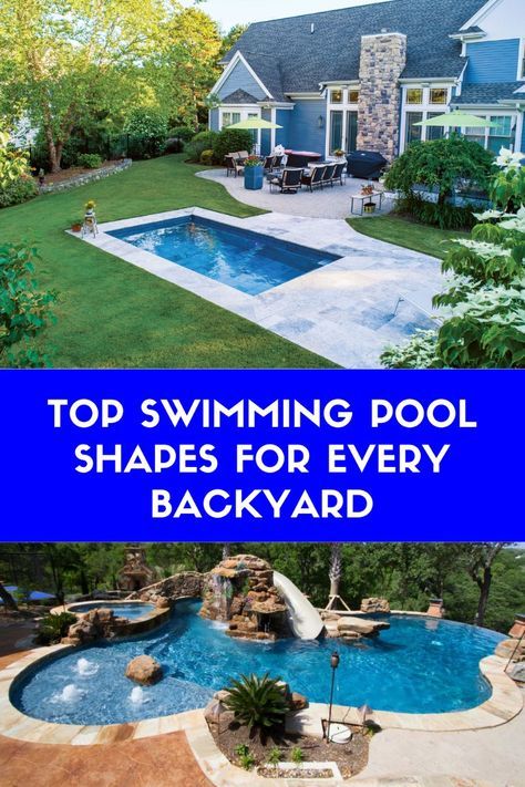 Explore various pool shapes like rectangular, kidney, L-shaped, freeform, and geometric. Each shape offers unique aesthetics and functionality, catering to different backyard sizes and styles. Custom Pool Designs, Simple Pool Designs, Swimming Pool Shapes, Free Form Pools, Freeform Pool Designs, Small Inground Pool, Kidney Shaped Pool, Pool Play, Rectangle Pool