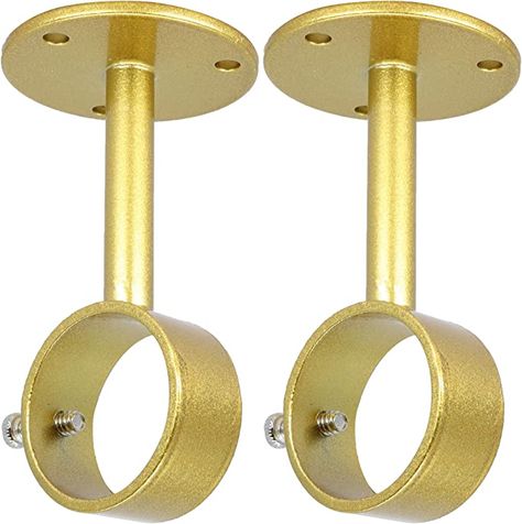 Amazon.com: Meriville Ceiling-Mounted or Wall-Mounted Curtain Rod Brackets, for up to 1 ¼” Diameter Drapery Rods, 2 PCs, Royal Gold : Home & Kitchen Ceiling Mounted Curtains, Ceiling Mount Curtain Rods, Ceiling Curtain Rod, Ceiling Curtains, Curtain Rod Holders, Curtain Rod Hardware, Curtain Rod Brackets, Gold Curtains, Window Curtain Rods