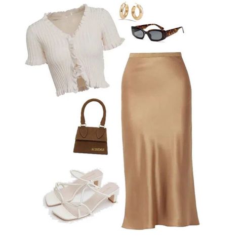 In love with silk midi skirts at the moment.. 😍 #virtualstylist Silk Skirt Outfit, Silk Slip Skirt, Skirt Satin, Miami Outfits, Skirt Silk, Beige Silk, Silk Outfit, Eu Countries, Skirt Midi