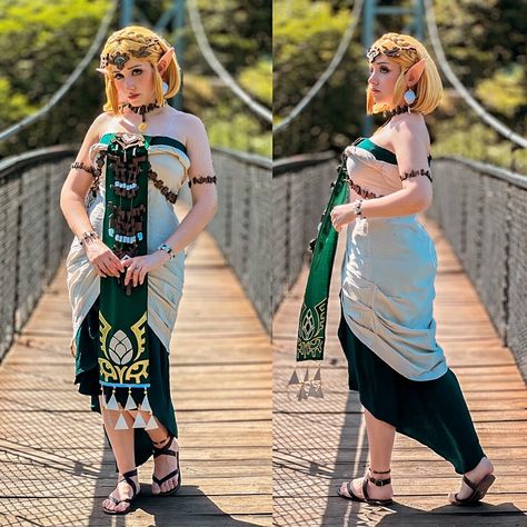 Happy to show you what @miccostumes sent me! One of the prettiest cosplays I've ever worn! The details are insane and it's really comfortable to wear! They also provided me with a wig which was really cool! I will show you more of it! 💚 . Photos by @radore . . #miccostumes #miccostumespartner #zeldacosplay #princesszeldacosplay #tearsofthekingdom #tearsofthekingdomcosplay #zelda Legend Of Zelda Makeup Looks, Zelda And Link Costumes, Zelda Halloween Costumes, Breath Of The Wild Cosplay, Princess Zelda Costume, Legend Of Zelda Cosplay, Zelda Costume, Cool Cosplay, Link Costume