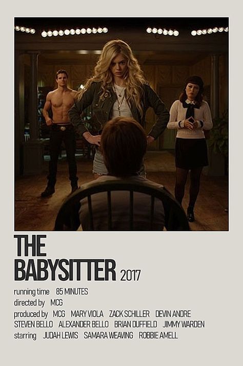 minimalist movie poster the babysitter The Babysitter Poster, The Babysitter Movie, Babysitter Movie, Judah Lewis, Indie Movie Posters, Robbie Amell, The Babysitter, Movie To Watch List, Iconic Movie Posters