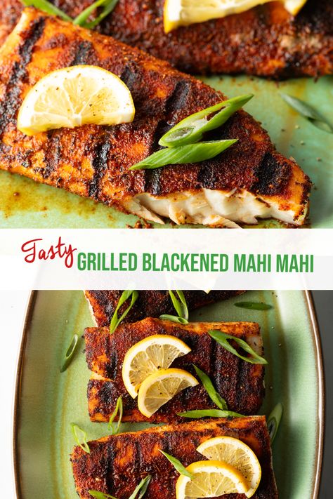 Best Blackened Mahi Mahi - This quick and easy grilled Mahi recipe features our homemade blackening seasoning blend made with brown sugar, dried herbs, smoky paprika, and spicy cayenne pepper. Start to finish dinner is ready to serve in under 20 minutes with your favorite Southern side dishes! | A Spicy Perspective Mahi Recipes, Blackened Mahi Mahi, Mahi Mahi Recipe, Blackening Seasoning, Mahi Mahi Recipes, Christmas Main Dishes, Southern Side Dishes, Brown Sugar Recipes, A Spicy Perspective