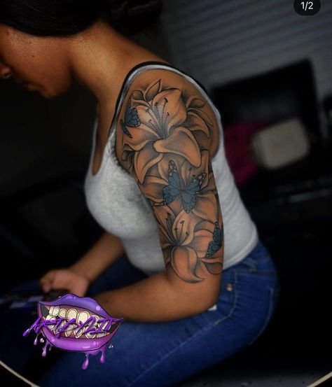 Arm Tattoos For Black Women, Tattoos For Black Women, Tattoo Ideas For Female, Arm Tattoos Black, Girl Thigh Tattoos, Arm Sleeve Tattoos For Women, Tattoos Henna, 16 Tattoo, Quarter Sleeve Tattoos