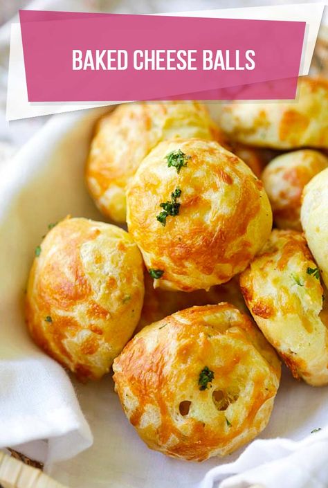 Baked Cheese Balls Baked Cheese Balls Appetizers, Breakfast Cheese Ball, Baked Cheese Balls, Cheeseball Recipes, Cheese Ideas, Best Side Dish, Bread Sauce, Entertaining Food, Random Recipes