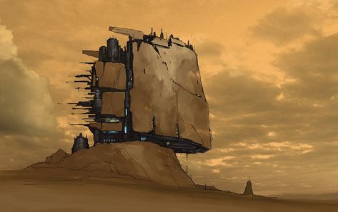 Sci Fi Landscape, Desert Environment, Bg Design, Sci Fi Environment, Ancient Technology, Landscape Concept, Desert Art, Fantasy City, Fantasy Places