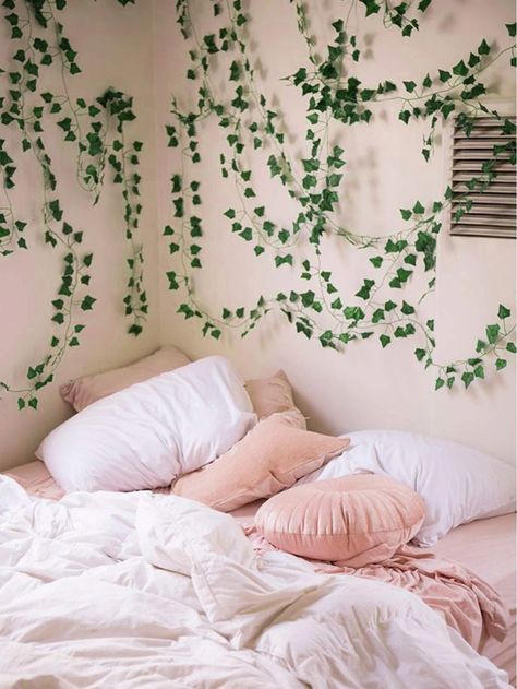 1pc Artificial Foliage | SHEIN USA Artificial Vines, Chambre Inspo, Boho Chic Living Room, Aesthetic Bedroom Ideas, Fake Plants Decor, Cute Bedroom Ideas, Cute Bedroom Decor, Walls Room, Room Makeover Inspiration